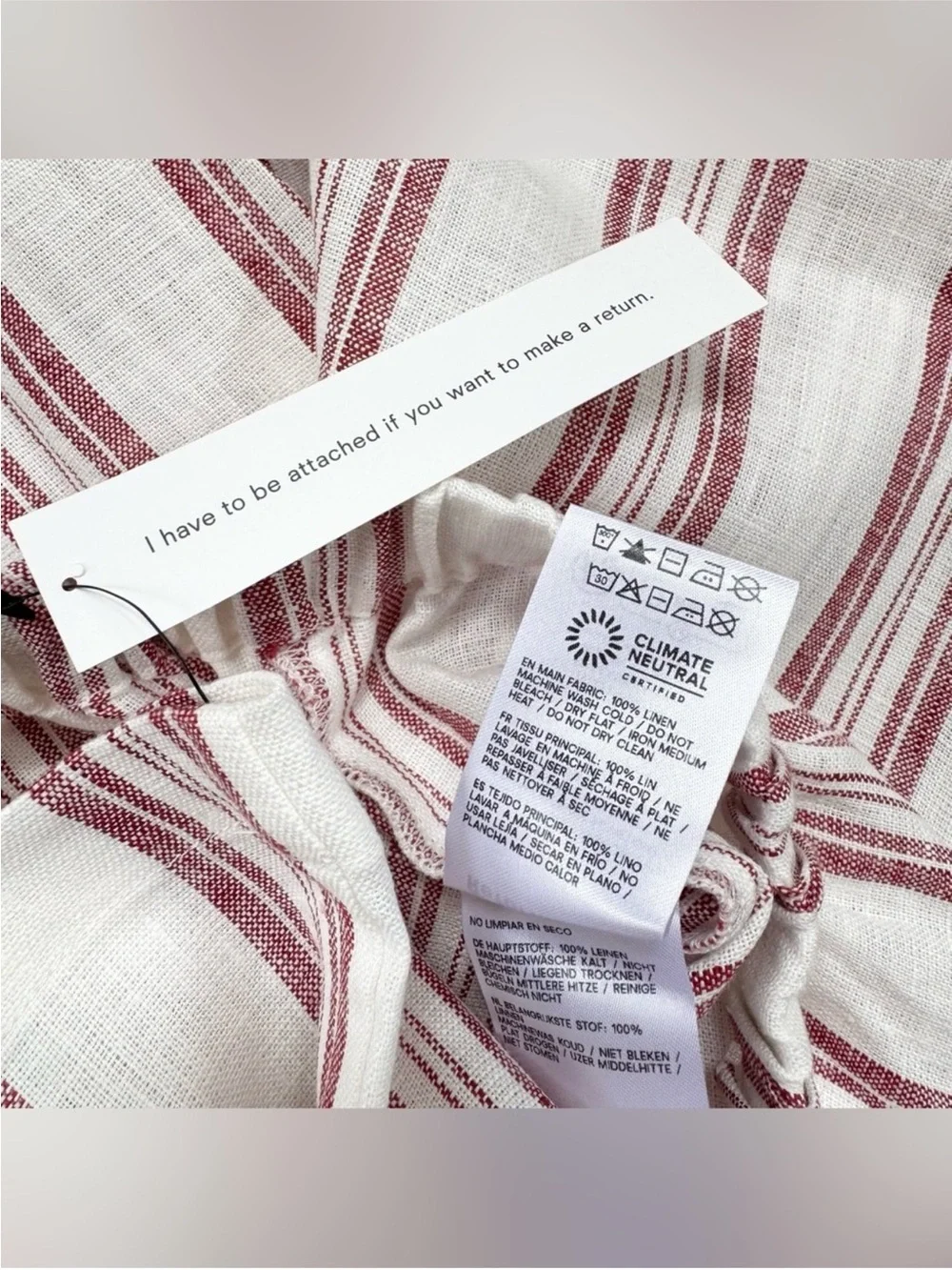 NWT Reformation Olina Linen Pants White Stripe Medium